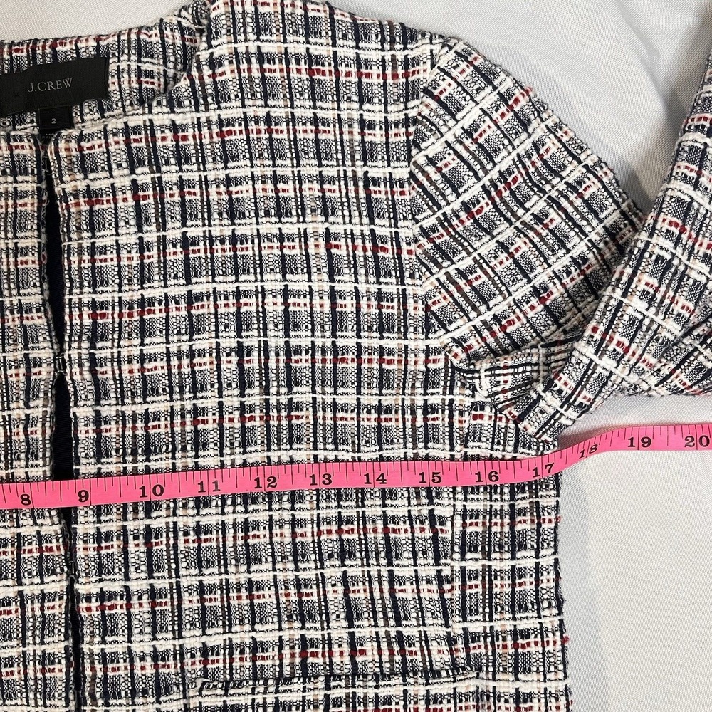 J Crew Womens Size 2 Tweed Jacket Red White Blue Academia Preppy Office Career - Picture 8 of 13